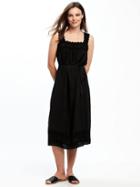 Old Navy Lace Yoke Tie Waist Dress For Women - Black Jack 2