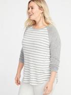 Old Navy Womens Relaxed Plush-knit Plus-size Tunic Tee Gray Stripe Size 3x
