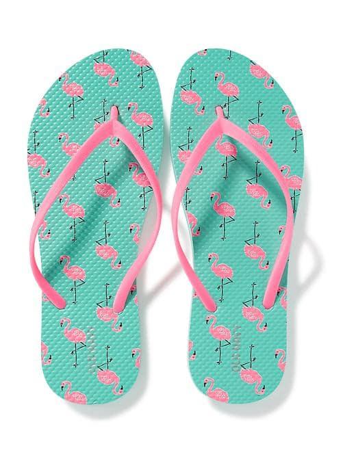 Old Navy Printed Flip Flops For Women - Flamingo