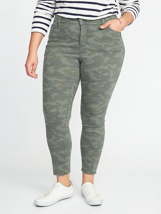 Old Navy Womens High-rise Secret-slim Rockstar Plus-size Raw-edge Ankle Jeans Camo Size 18