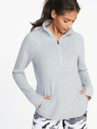 Old Navy Womens Micro Performance Fleece 1/4-zip Pullover For Women On Medium Gray Heather Size Xs