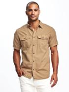 Old Navy Regular Fit Utility Pocket Shirt For Men - Toast Of The Town