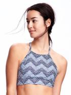 Old Navy High Neck Bikini Top For Women - Blue Chevron