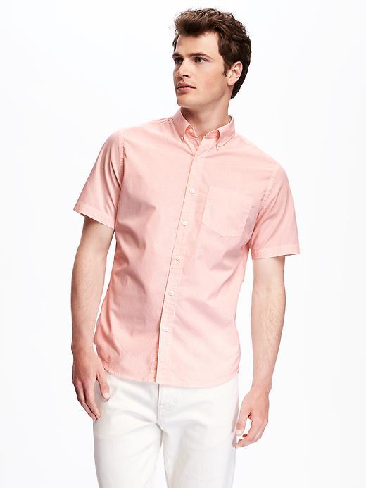 Old Navy Classic Printed Slim Fit Shirt For Men - Organic Peach