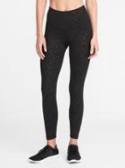 Old Navy Womens High-rise 7/8-length Embossed-print Leggings For Women Large Black Herringbone Size S