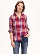 Old Navy Classic Flannel Shirt For Women - Marooned