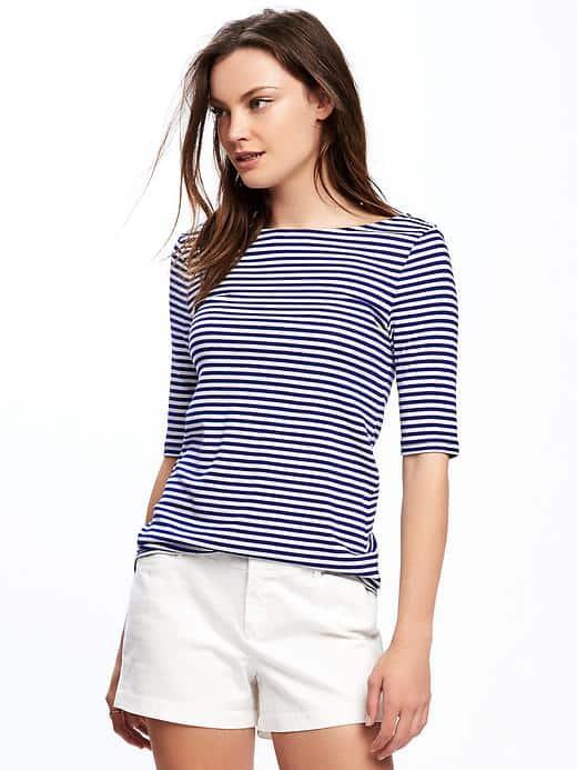 Old Navy Classic Ballet Back Tee For Women - Navy Stripe
