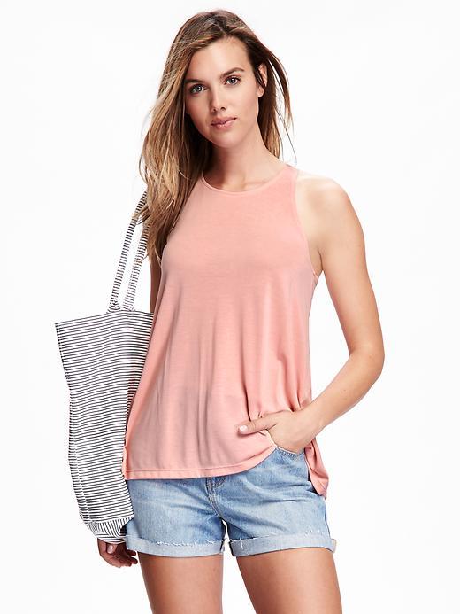 Old Navy Sandwashed High Neck Racerback Tank For Women - Blush It Off