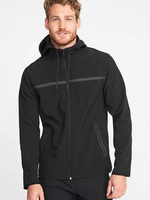 Old Navy Mens Go-warm Hooded Soft-shell Jacket For Men Black Size M