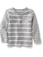 Old Navy Long Sleeve Striped Pocket Tee Size 12-18 M - Heather Grey