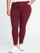Old Navy Womens Smooth & Slim High-rise Plus-size Pop-color Rockstar Jeans Maroon Jive Size 26