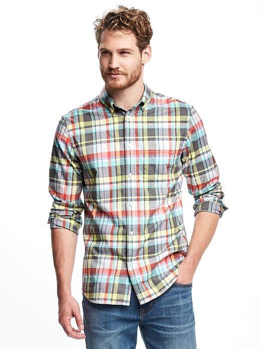 Old Navy Slim Fit Summer Weight Oxford Shirt For Men - Coral Overtone