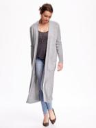 Old Navy Super Long Open Front Cardi For Women - Light Grey Heather