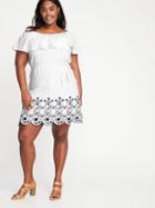 Old Navy Womens Off-the-shoulder Plus-size Cutwork Swing Dress Calla Lilies Size 1x