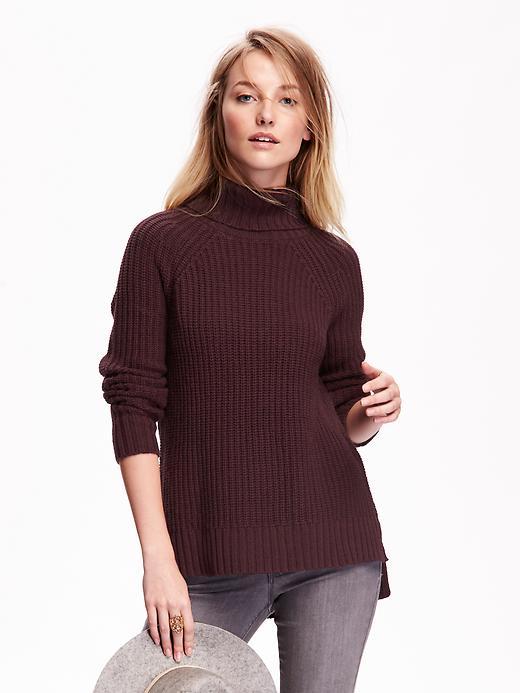 Old Navy Womens Hi Lo Turtleneck Sweater Size L Tall - Rich Rec