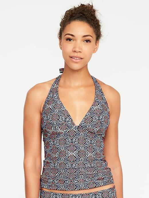 Old Navy Womens Underwire V-neck Tankini Top For Women Blue Geometric Size Xs