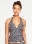 Old Navy Womens Underwire V-neck Tankini Top For Women Blue Geometric Size Xs