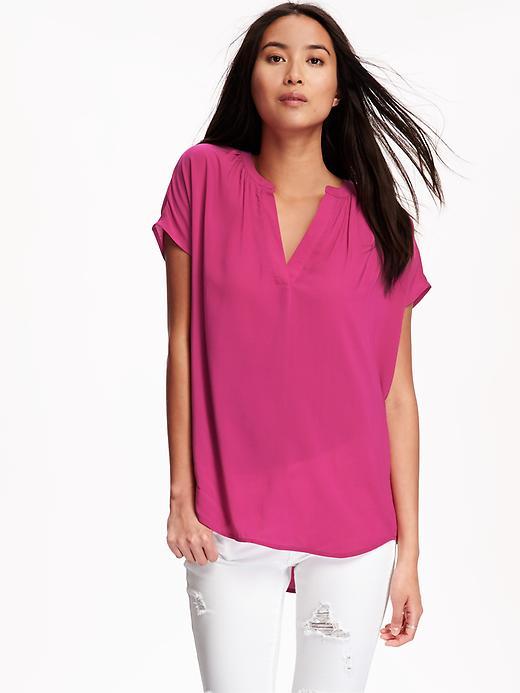 Old Navy Mandarin Collar V Neck Top For Women - First Kiss