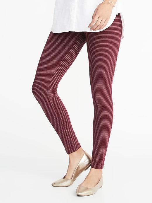 Old Navy Womens Metallic-stripe Jersey Leggings For Women Lite Burgundy Size L