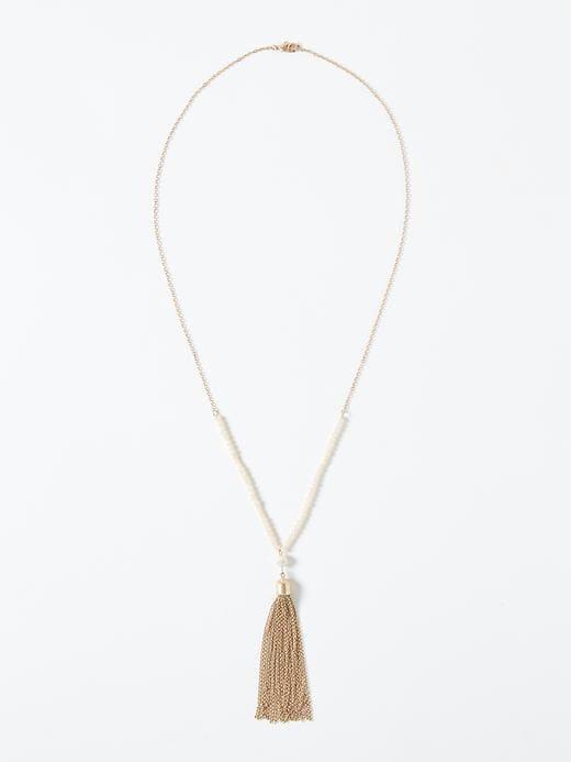 Old Navy Womens Beaded Tassel-chain Pendant For Women Blush Size One Size