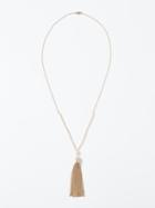 Old Navy Womens Beaded Tassel-chain Pendant For Women Blush Size One Size