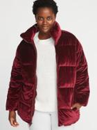 Old Navy Womens Quilted Velvet Plus-size Jacket Wine Purple Size 2x