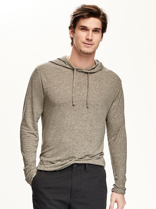 Old Navy Linen Blend Popover Hoodie For Men - Oatmeal