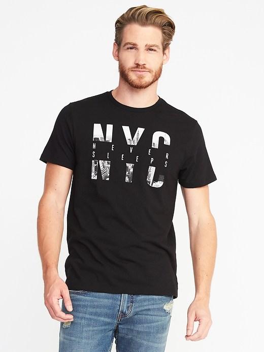 Old Navy Mens Soft-washed Graphic Tee For Men Nyc Never Sleeps Size Xl