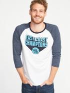 Old Navy Mens Soft-washed Graphic Raglan Tee For Men East Coast Champions Size L