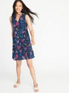 Old Navy Womens Sleeveless Georgette Swing Dress For Women Navy Floral Size Xs