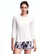 Old Navy Go Dry Performance Mesh Pieced Long Sleeve Top For Women - Bright White
