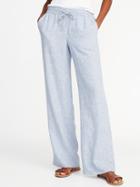Old Navy Womens Striped Linen-blend Soft Pants For Women Blue Stripe Size Xxl