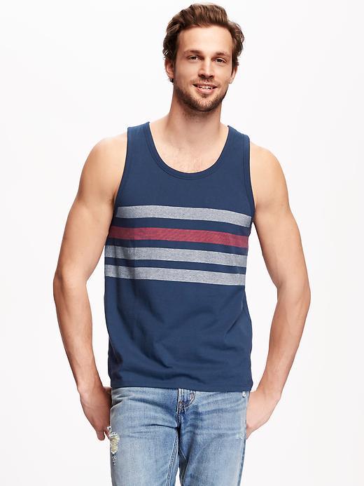 Old Navy Colorblock Stripe Tank For Men - White