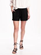 Old Navy Cuffed Linen Shorts For Women 4 - Black