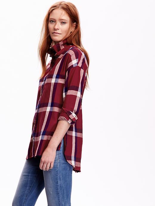 Old Navy Womens Plaid Flannel Boyfriend Shirt Size L Tall - Red Velvet