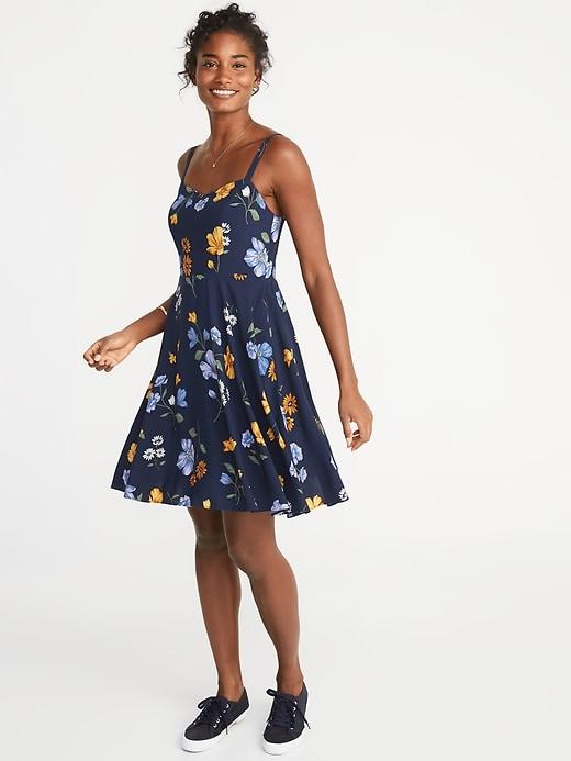 Old Navy Womens Floral Fit & Flare Cami Dress For Women Navy Floral Size L