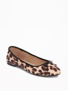Old Navy Sueded Classic Ballet Flats For Women - Big Leopard