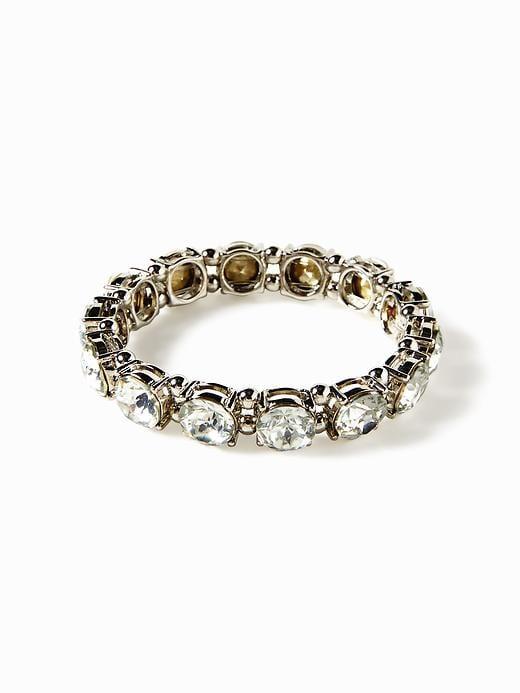 Old Navy Crystal Stone Stretch Bracelet For Women - Silver