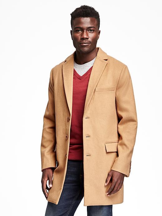 Old Navy Wool Blend Peacoat For Men - Creme Caramel