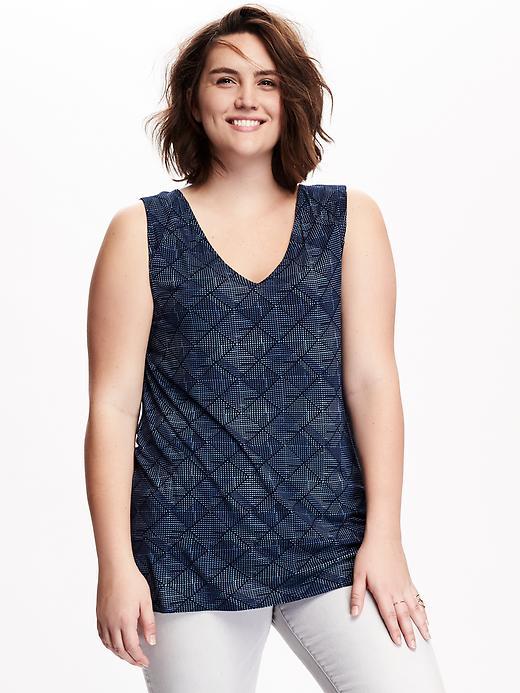 Old Navy Sleeveless V Neck Plus - Multi Cool Print Tops