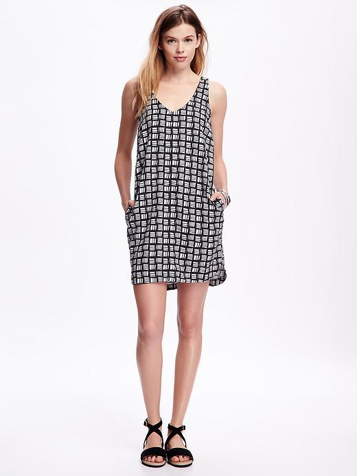 Old Navy Linen Blend Cocoon Dress For Women - White Dash