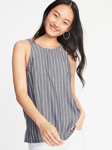 Striped High-neck Tank For Women