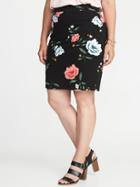 Old Navy Womens Smooth & Slim Ponte-knit Plus-size Pencil Skirt Black Floral Size 1x