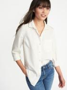 Old Navy Womens Relaxed Tencel Shirt For Women Ivory Size L