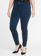 Old Navy Womens High-rise Secret-slim Pockets Plus-size Rockstar Velvet Pants Victorian Blue Size 16
