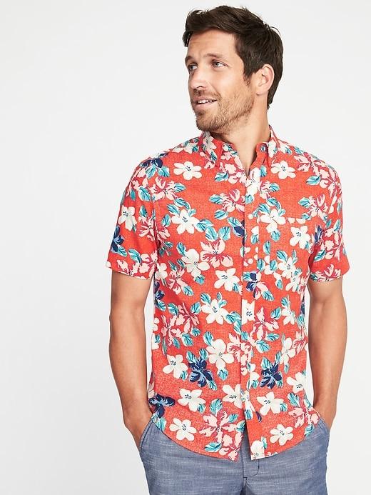 Old Navy Mens Regular-fit Built-in Flex Getaway Shirt For Men Robbie Red Size M
