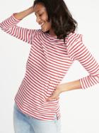 Old Navy Womens Relaxed Ruffle-trim Slub-knit Top For Women Red Stripe Size Xs