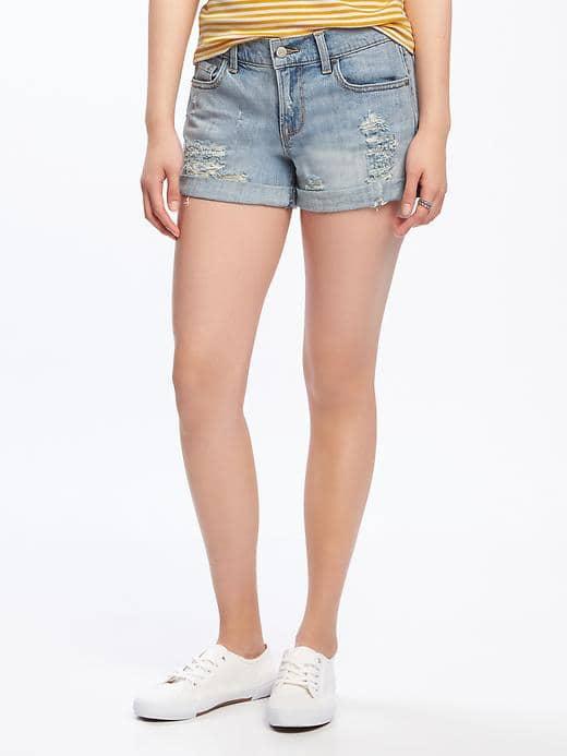 Old Navy Distressed Boyfriend Denim Shorts For Women 3 - June Grass