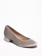 Old Navy Womens Velvet Block Heels For Women Light Gray Size 9