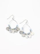 Old Navy Womens Hammered-coin Teardrop Hoop Earrings For Women Light Blue Size One Size
